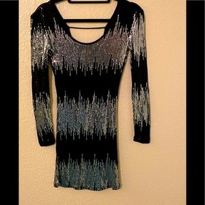 Black and Silver sequence cocktail dress